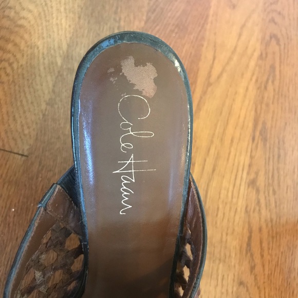 Beautiful Brown & Black Woven Slide Heels - Picture 5 of 7